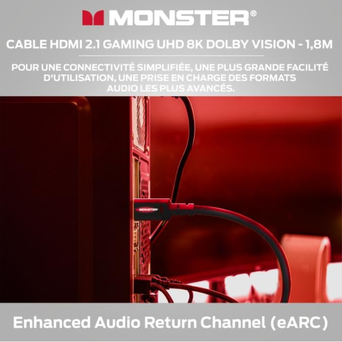 HDMI кабель 2.1 Monster 1.8м, 8K Ultra HD, 48 Gbps, для ігор, сумісний з PS5, PS4, Xbox Series X, Xbox One