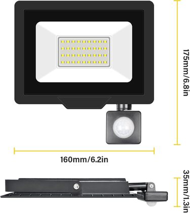 20000LM LED Floodlight Outdoor with Motion Sensor LED Spotlight 6000K Cold White IP66 Waterproof LED Outdoor Floodlight Floodlight for Garage, Hallway, Garden, Courtyards, Hotel, Sports Field (6000K Cold White, 30W)