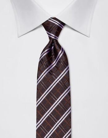 Краватка чоловіча Vincenzo Boretti, шовк, клітинка, фіолетова, 8 см, для костюма та сорочки, діловий стиль, весілля