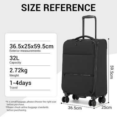 Чемодан ручної поклажі Miss Lulu 59.5 x 36.5 x 25 см, зелений, з відділенням для мокрого/сухого, на 4 колесах, для коротких поїздок та бізнесу