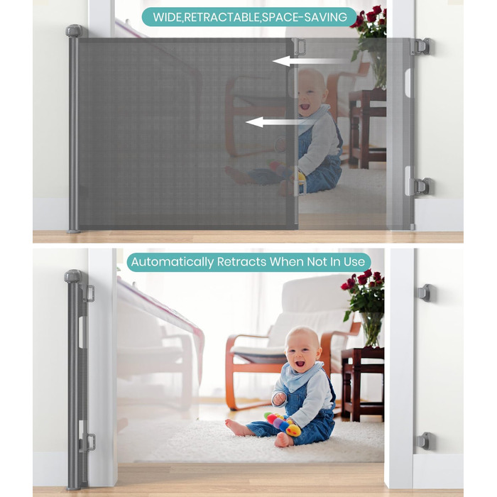 Захист для дитячих воріт Nalezuns, висувний, 0-180 см, сірий, для дітей