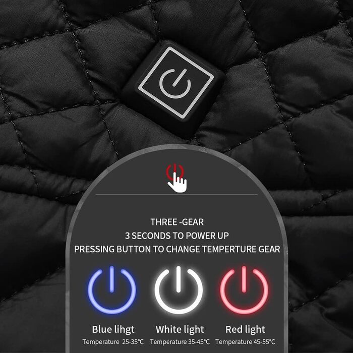 Електрична гріюча жилетка для жінок, USB, регульована температура, для полювання та активного відпочинку, чорний