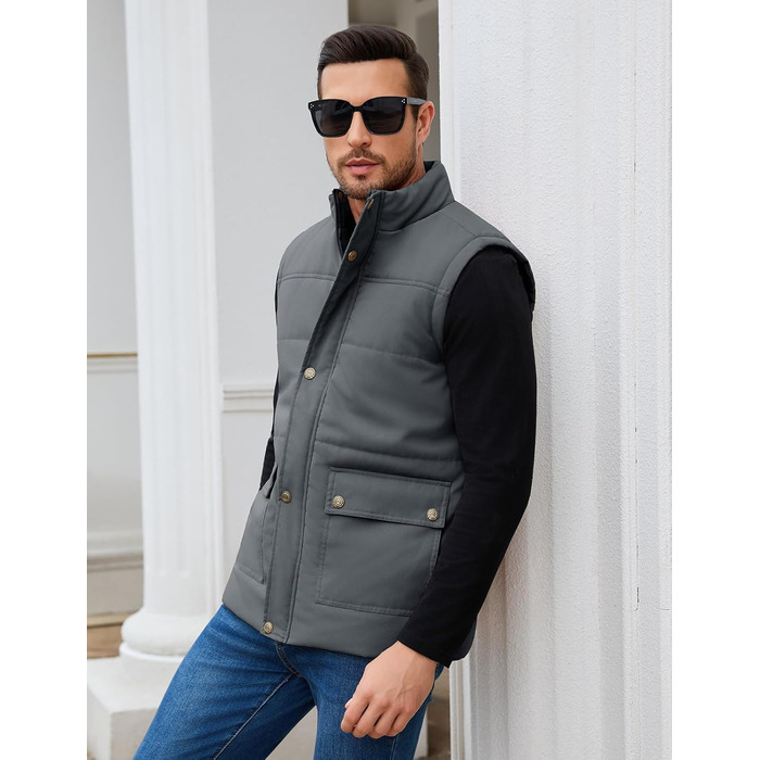 Xnova чоловіча зимова жилетка з підкладкою Thero Sherpa, тепла флісова жилетка, зимова куртка, жилетка для полювання, робоча жилетка, утеплена жилетка для активного відпочинку, сіра, розмір M