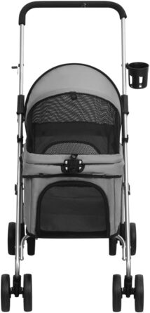 Візок для собак VidaXL, складаний, 76x50x100 см, сірий, Oxford-тканина