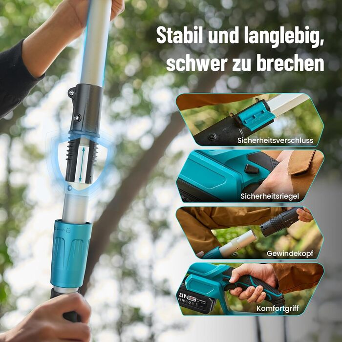 SEESII Безщіткова міні-пилка 6 дюймів, ручна акумуляторна пилка з 2 * 4000 mAh акумуляторами, одноручна пилка з автоматичним змащенням, сумісна з акумулятором Makita 18V, електрична пилка для дерева, гілок 6 дюймів Безщіткова (8&10 дюймовий високий за