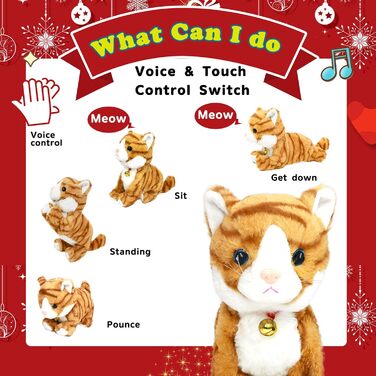 Interactive Electronic Stuffed Animal – Upgraded with LED Light Eyes, Animated Sound Control, Electronic Pet, Robot, Cat, Kitten, Toy, Gifts for Boys and Girls