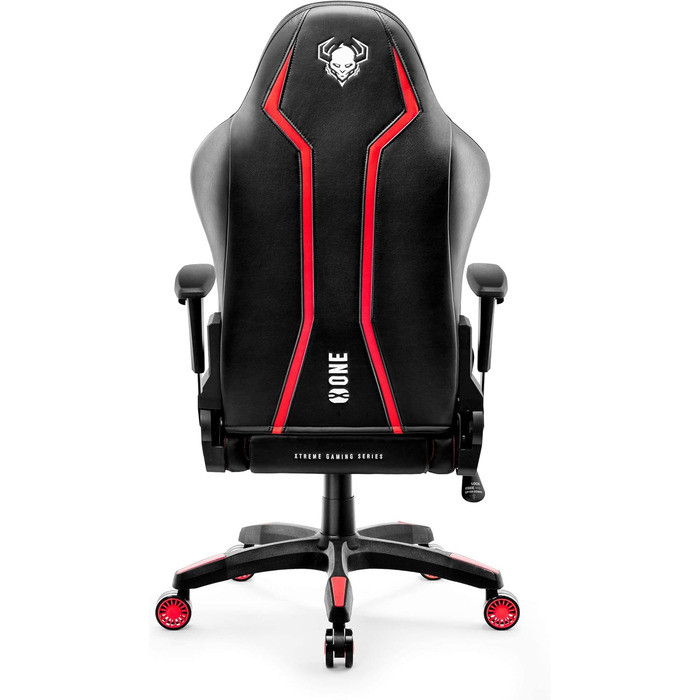 Ігрове крісло Diablo X-One 2.0, ергономічне, з регульованими підлокітниками, подушками для шиї та попереку, функцією гойдання, для геймерів і офісу, червоне, розмір L