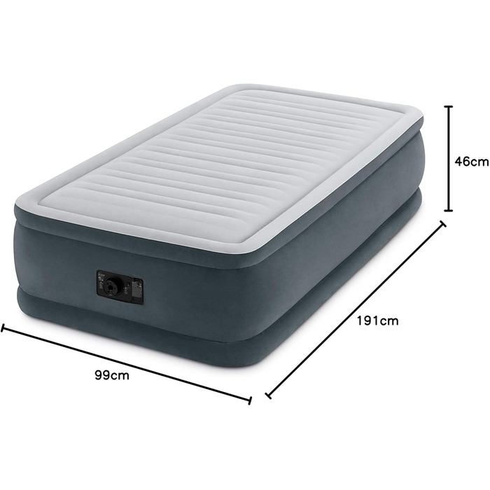 Надувний матрац Intex 64412 Comfort Plush Elevated, сірий, для дорослих