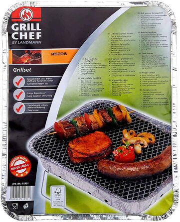4x Aluminum Complete Disposable Grill with Charcoal and Igniter - Aluminum Picnic BBQ Camping Disposable Grill One-Time Grill Picnic Grill