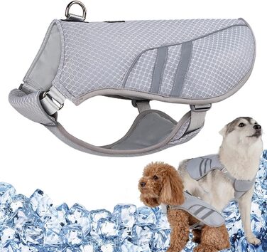 LiebeDD Cooling Vest for Dogs Summer Cooling Jacket for Dogs, Adjustable Breathable Mesh Dog Vest with Harness D-Ring Warning Vest Dog Coat for Small Medium Large Dogs, L (Chest 63-80cm)