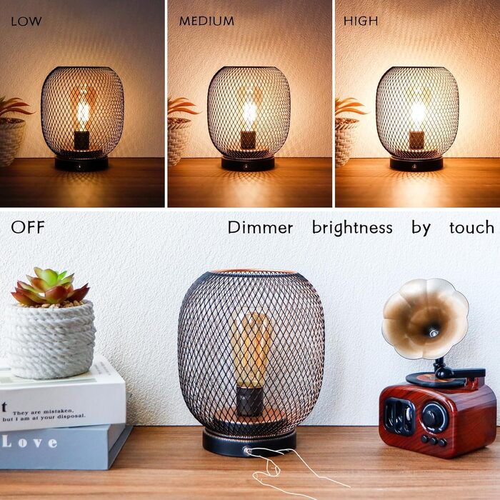 Настільна лампа JHY DESIGN Gold Schwarz: 2 шт. з LED-лампочками, чорний та золотий, для спальні, вітальні, вечірки, саду