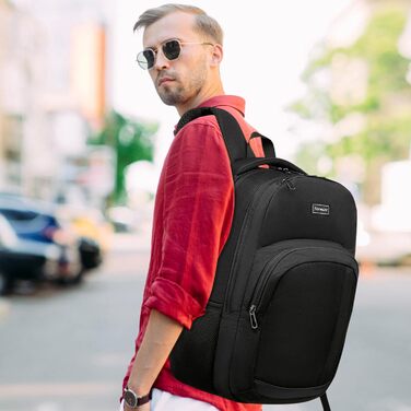 Рюкзак YIORMIOR для підлітків, чоловіків та жінок, 35L, USB-порт, для ноутбука 15.6-17.3 дюйма (Чорний)