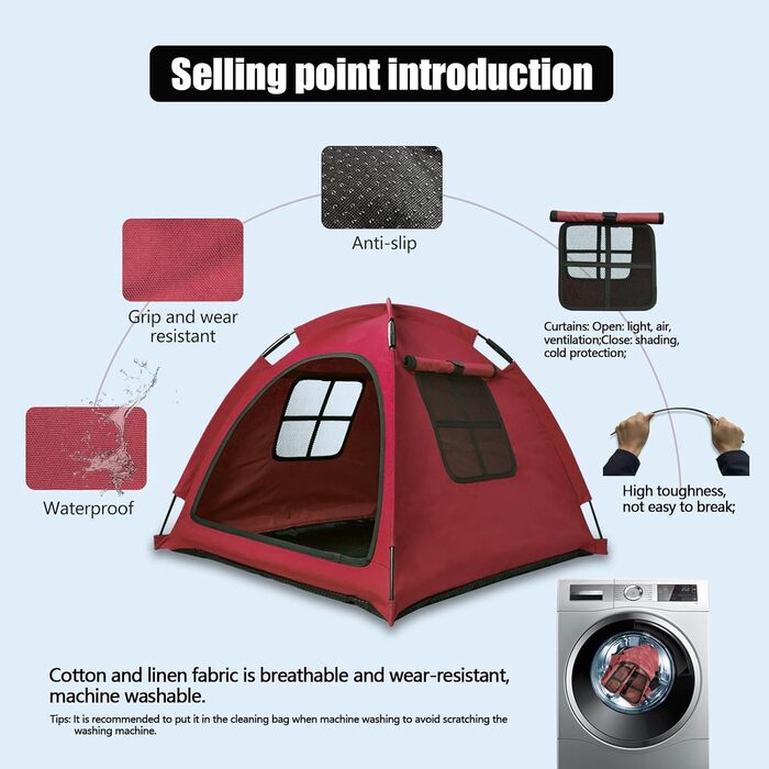 Кіт-будка переносна для дому та вулиці, без дверцят, червона. Ідеально для котів, цуценят та дрібних тварин.