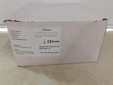 Ланцюжок прикрас LED 10м, 600 LED, теплий білий, 8 режимів, для дому та саду, IP44, вологостійкий, для святкування (Новий рік, Вечірка, Хелловін)