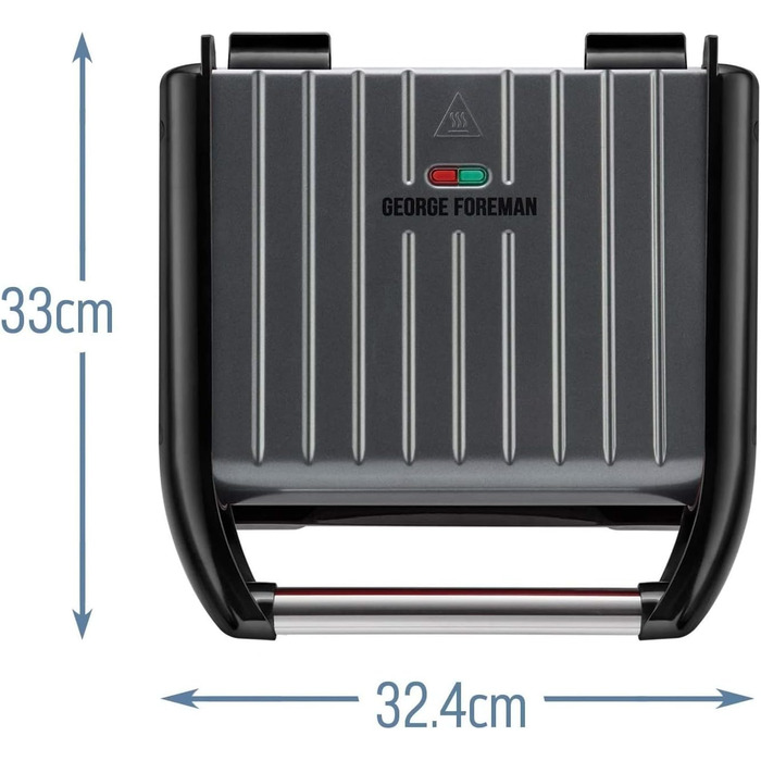 George Foreman Contact Grill & Panini/Sandwich Maker - 24x17cm - 3 Portions - Steel Red - Reduces Up to 42% Fat