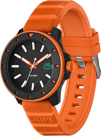 Годинник чоловічий Lacoste 12.12 Scuba кварцовий з силіконовим браслетом (помаранчевий)