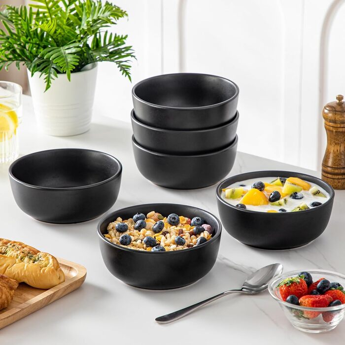 Набір супових та салатних мисок Vancasso PLAYA, 6 шт., 0.9 л, чорний, кераміка