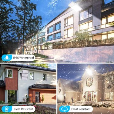 Viugreum Upgrade 300W LED Floodlight 24000LM Floodlight Outdoor IP65 Outdoor Floodlight 6500K Floodlight Cold White Spotlight Outdoor Floodlight Floodlight with 50cm Cable for Backyard Driveway Garage Hallway