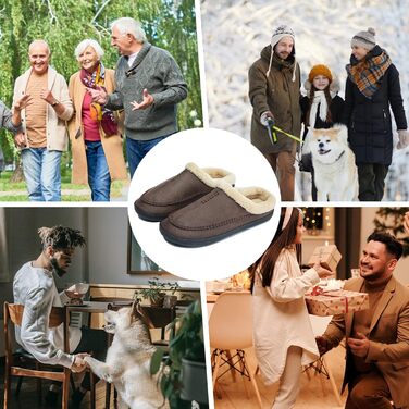 Чоловічі халапи Miqieer з піною пам'яті, теплі зимові халапи з плюшу, розмір 45/46 EU, колір кавовий