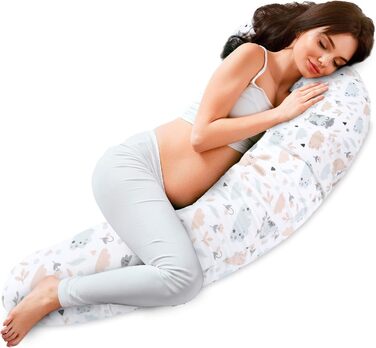 Подушка для сну на бік для мами та дитини Totsy Baby 190 см з кудрявим чохлом Oeko-Tex, сірий колір з візерунком