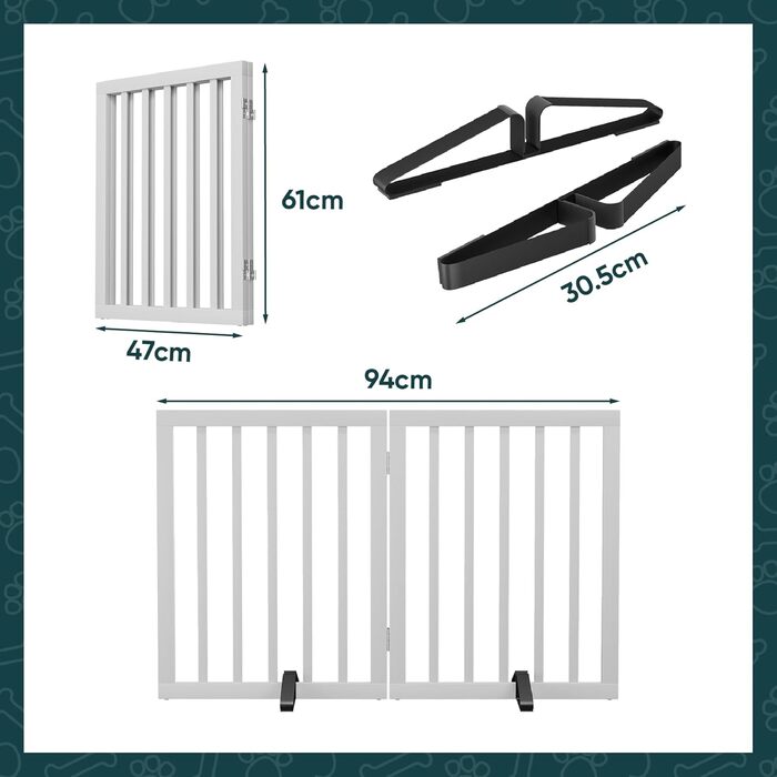 Бамбукове захисне гiтер для дитини та тварин Semiocthome, 2 секції, 90 см, бiлий