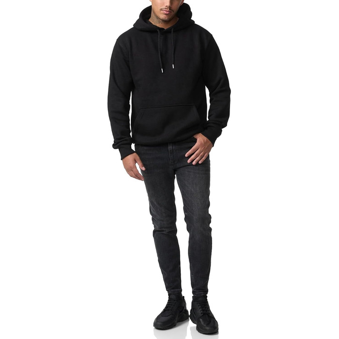 Чоловіча толстовка на блискавці Smith & Solo – Спортивний худі Slim Fit з капюшоном, чорний, розмір L, високоякісна бавовняна суміш
