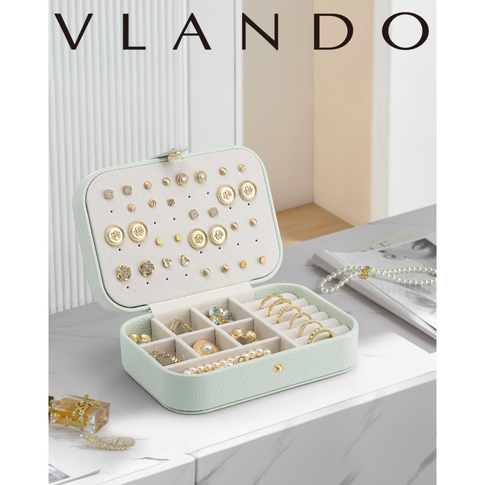Косметичка для прикрас Vlando, органайзер для ювелірних виробів у дорогу, зелений м'ятний колір