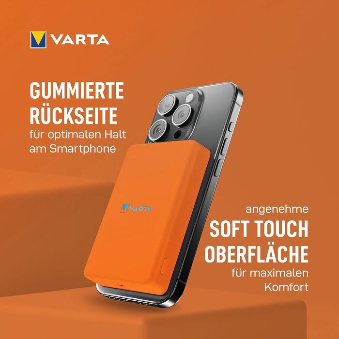 Повербанк VARTA Power Bank Energy 10000 mAh, 20W, USB-C та USB-A, Li-Polymer, з функцією Pass-Through, зарядка до 3 пристроїв одночасно, LED-індикація, помаранчевий