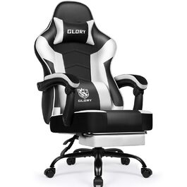 Геймерське крісло з підставкою для ніг, біле, до 150 кг - Ergonomischer Gaming Stuhl