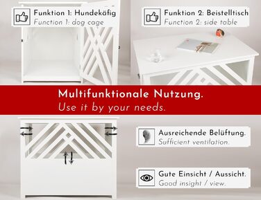 Дерев'яний вольєр для собак, 90x60 см, білий - ідеально для дому та квартири