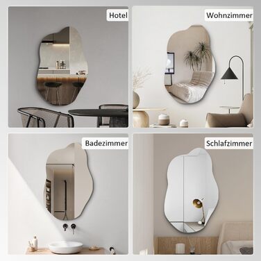 Дзеркало настінне чорне 40x60 см прямокутне з заокругленими кутами, монтаж на стіну, нержавіюча сталь, косметичне дзеркало для ванної кімнати та вітальні, гладка поверхня, горизонтальний/вертикальний монтаж