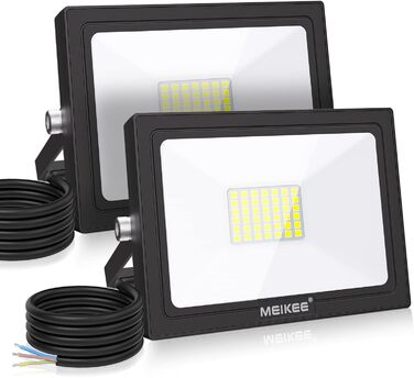 MEIKEE 35W LED Floodlights Outdoor 2 Pack 3000LM Super Bright Outdoor Floodlights IP66 Waterproof LED Floodlight 6500K Cool White LED Spotlight, Outdoor Light for Garden, Courtyards, Garage, Hotel, Sports Field