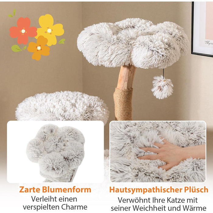 Дерев'яна кігтеточка для котів Costway 87 см з гамаком та джутовими стовпами, білий кігтеточний комплекс з 2 стовпами та печереєю