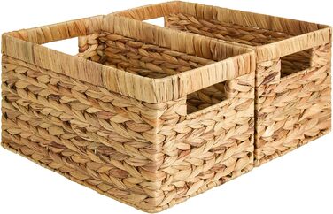 StorageWorks Woven Water Gourd Storage Baskets, 2-Pack - Rectangular Storage Baskets Woven from Water Gourd, 33x21x18cm - Water Gourd Storage Basket with Double Handle for Gifts, Shelf Basket