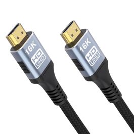 Кабель HDMI 2.2, 2 метри, 96Gbps, 16K/12K/10K/8K/4K@120Hz/240Hz/480Hz, eARC, HDR10+, Dolby Atmos/Vision, HDCP 2.2, для PS5, Xbox, Soundbar, Fire TV, HDTV