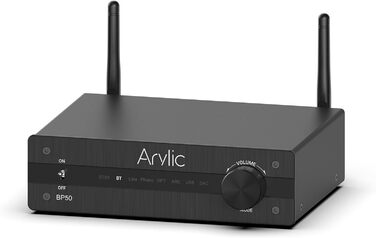 Arylic BP50 Bluetooth 5.2 Аудіоприймач для стереосистем з aptX, HDMI ARC, Phono входом та Free App. Bluetooth аудіоадаптер з DAC, RCA виходи для AV-ресивера або стерео-попереджувача.