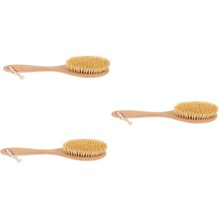 3 Wooden Bath Brushes Beechwood Awning Solution Trash Body Scrub Cleaner Shower Brush with Long Handle Back Scrubber Shower Back Washer for Men Sisal Brush