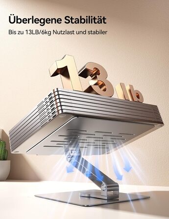 Підставка для ноутбука TECKNET, регульована висота, 360° обертання, складна, для MacBook Air/Pro, до 17