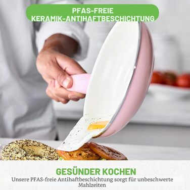 Набір кухонного посуду GreenLife Soft Grip з керамічним антипригарним покриттям, 16 предметів (сковорода, сотейник, каструлі), без PFAS, підходить для посудомийки та духовки, Рожевий
