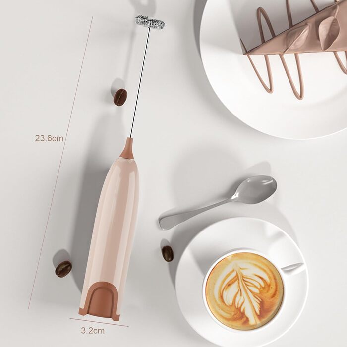 Електричний пінозмішувач Aischens для кави, лате, матча та інших напоїв (рожевий)