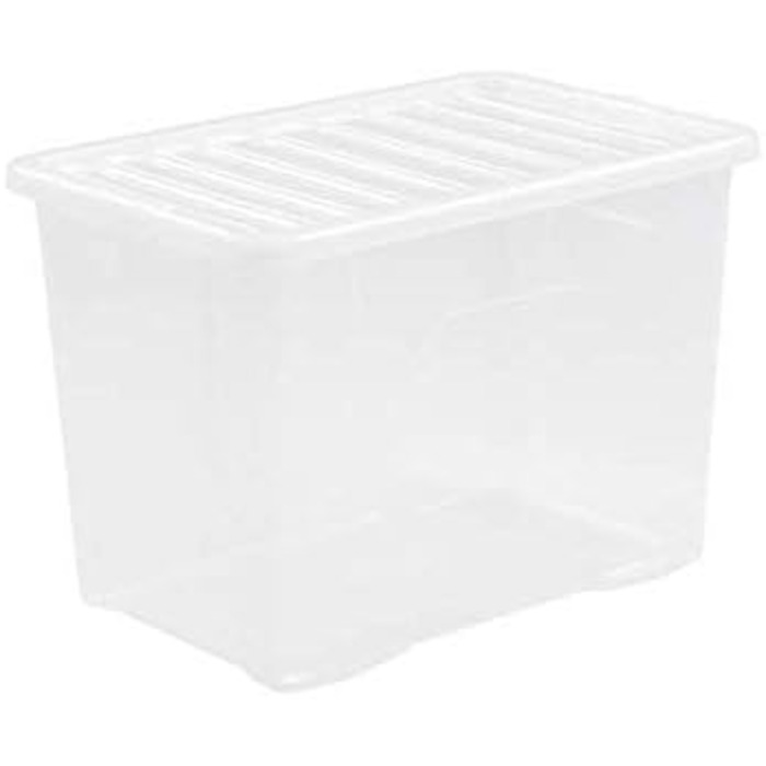 Прозорі пластикові коробки для зберігання Wham Crystal з кришкою, 80 л, набір 5 шт., прямокутні, 60x40x42 см, виготовлені у Великобританії