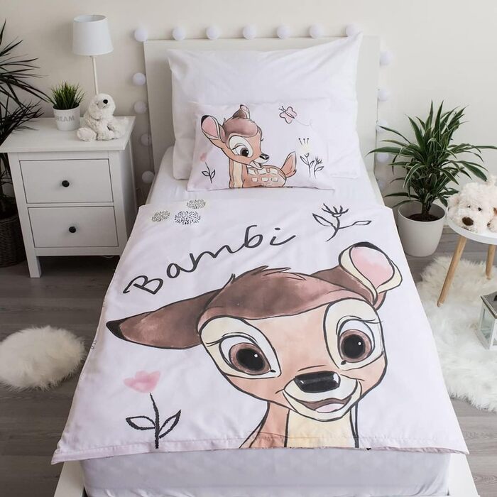 Бетлівка Disney Bambi для малюків, 100% бавовна, комплект: простирадло 100 x 135 см + наволочка 40 x 60 см