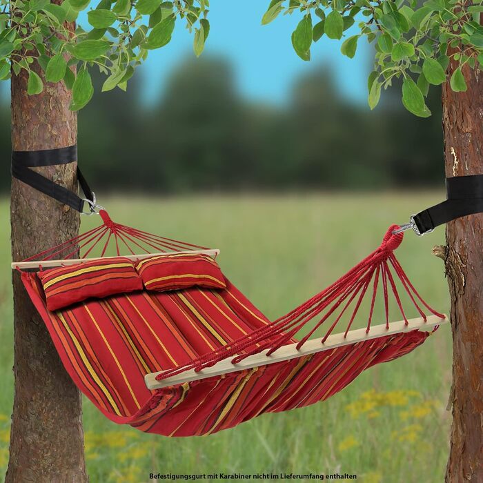 Подвійний гамак з планкою 240x150 см, до 300 кг, з 2 подушками, для вулиці, індонезійський стиль