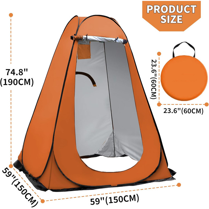 OUUTMEE Pop-Up Shower Tent - Portable Changing Room for Beach, Outdoor UV Protection - Camping Shower Tent for Hiking, Beach, Picnics, Fishing (59