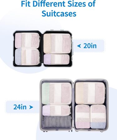 Набір органайзерів для валізи Narwey (6 шт.) - компресійні кубики для подорожей, рюкзаки, валіза, рюкзак, набір для пакування