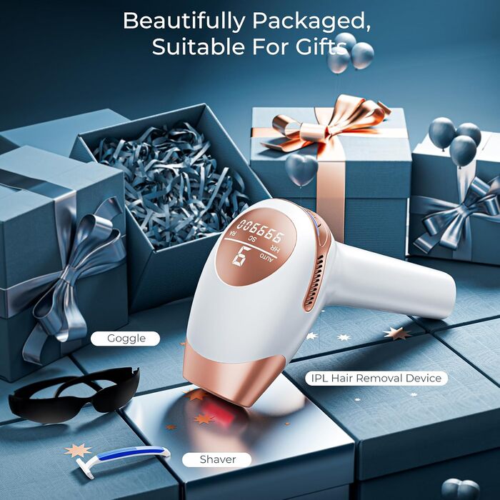 Пристрій для епіляції IPL 21J: Лазерний епілятор з 9 рівнями та червоним світлом 600 нм, 999,900 імпульсів для дому - для жінок та чоловіків, для обличчя, тіла, зони бікіні та ніг