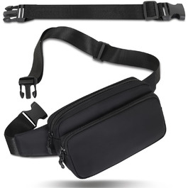 Чоловіча/жіноча поясна сумка на пояс, унісекс, чорна, з регульованим реміннем, 30 см, для подорожей, прогулянок з собакою, туризму