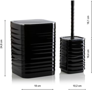 Набір для ванної кімнати HowHomely: щітка для унітазу, сміттєвий бак, дозатор мила, мильниця, чорний/сріблястий