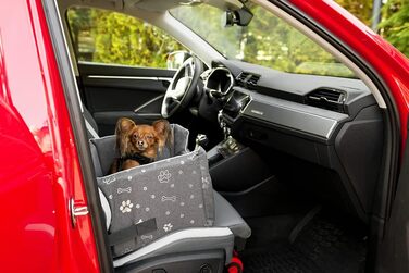 Автокрісло для собак Boutique Zoo | М'яке автокрісло для собак, котів та інших домашніх тварин | На заднє сидіння, пасажирське сидіння | Лежанка для собак, переноска для собак | Поліестер, штучна замша | Колір: Сірий | Розмір: M (47x40 см)