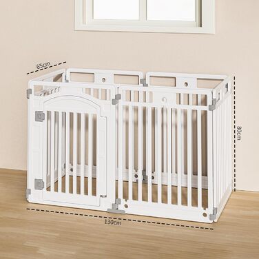 Вольєр для цуценят Gupamiga, розкладний вольєр для собак з дверима, вольєр для цуценят для квартири, міцний та гладкий, просте встановлення, білий (178 x 178 см), 8 штук (80 см)